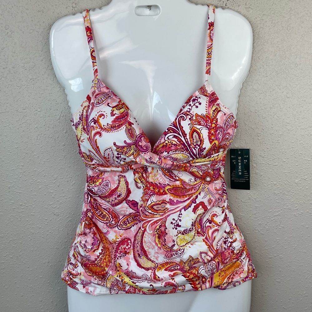 NWT Lauren Ralph Lauren Tankini Swim Top Size 12